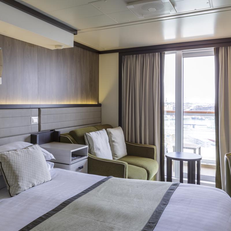 Balcony cabin with shower and sofa - P&O Britannia