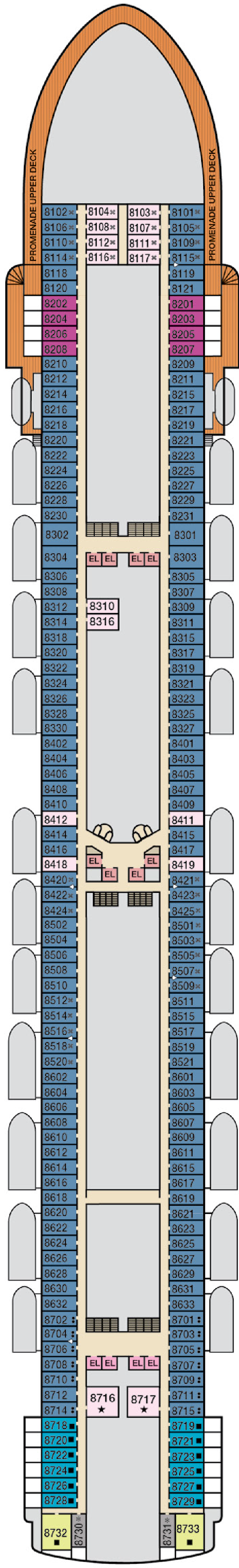 Cabins in Deck 8