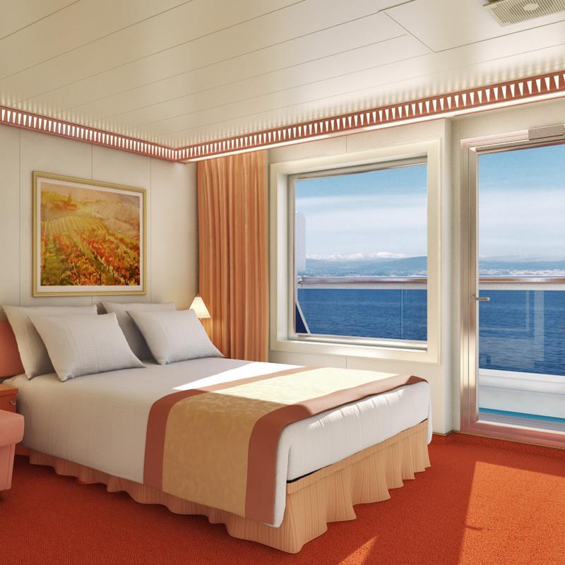 A premium balcony cabin onboard Carnival Radiance  