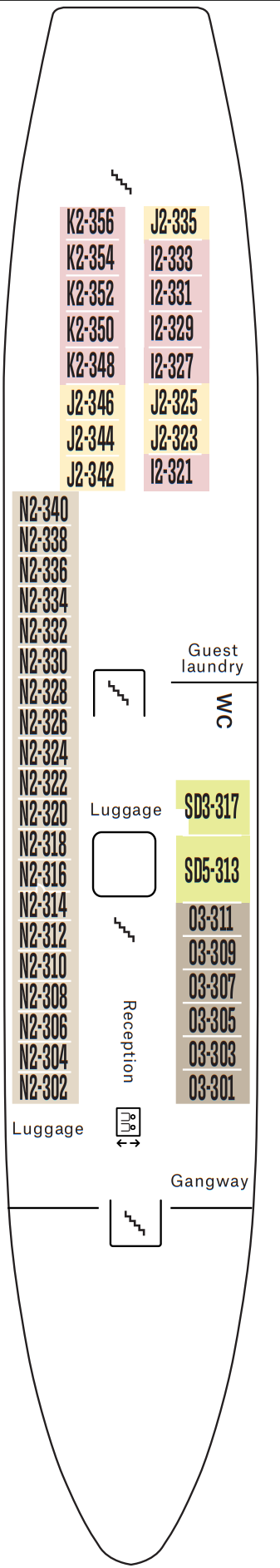 Cabins in Deck 