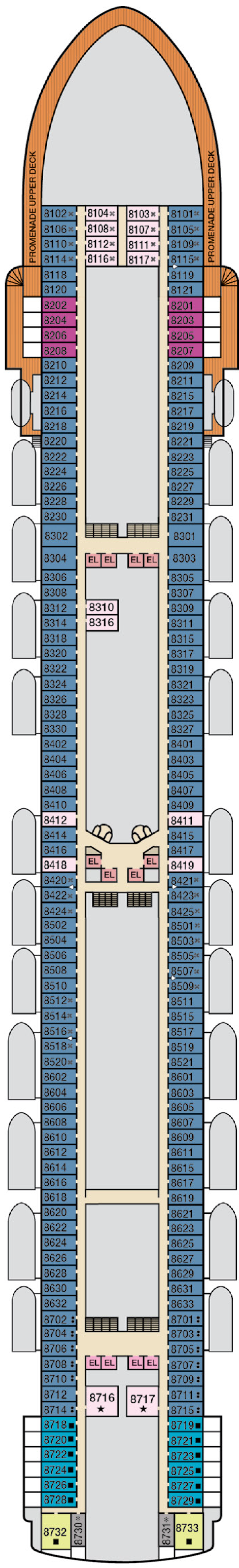 Cabins in Deck 8