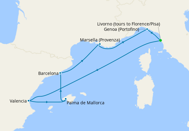Mediterranean from Livorno (tours to Florence/Pisa), MSC Cruceros, 4th ...