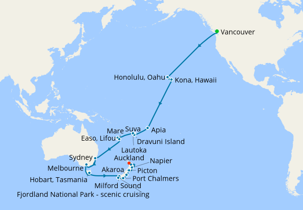 cruise from auckland to vancouver