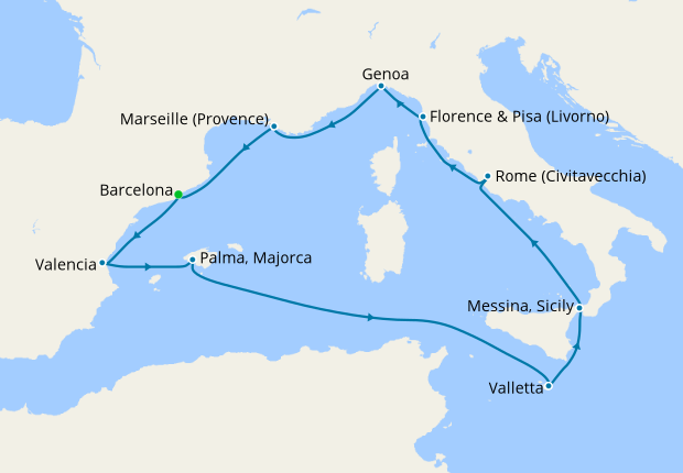 Italy, France, Spain & Malta from Barcelona, 27 November 2018 | 10 Nt ...