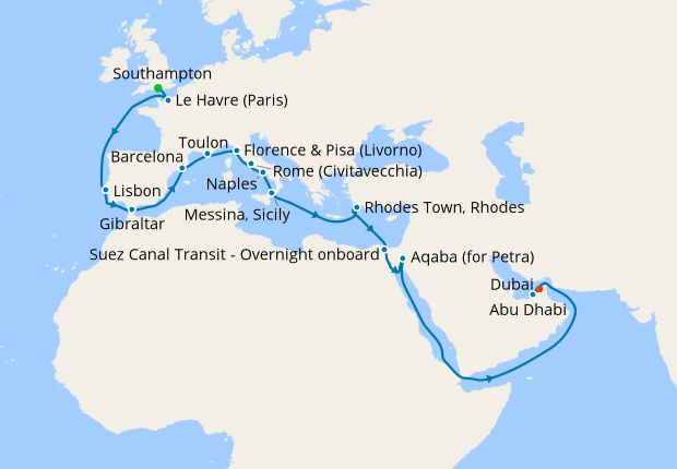 my cruises london to dubai