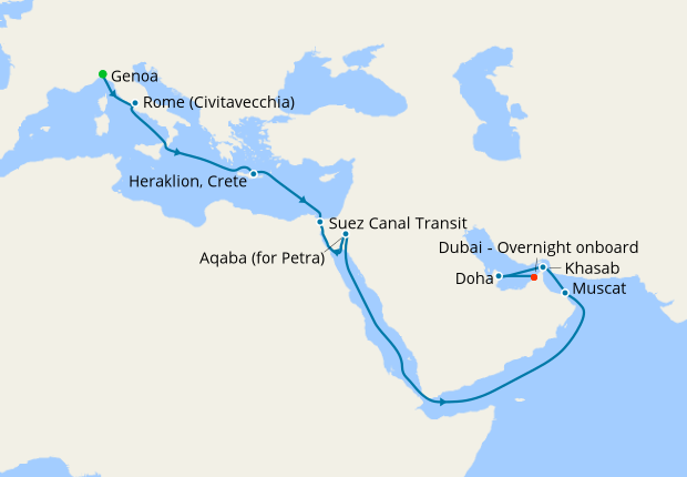 msc cruises dubai to genoa