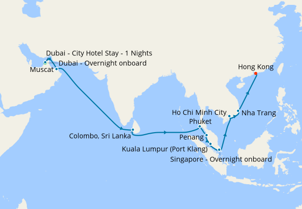 Dubai to Hong Kong, 28 January 2020 | 22 Nt | Queen Mary 2 | 28 January ...