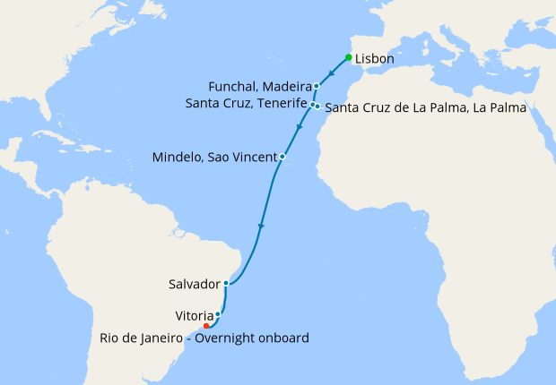 cruise from brazil to portugal