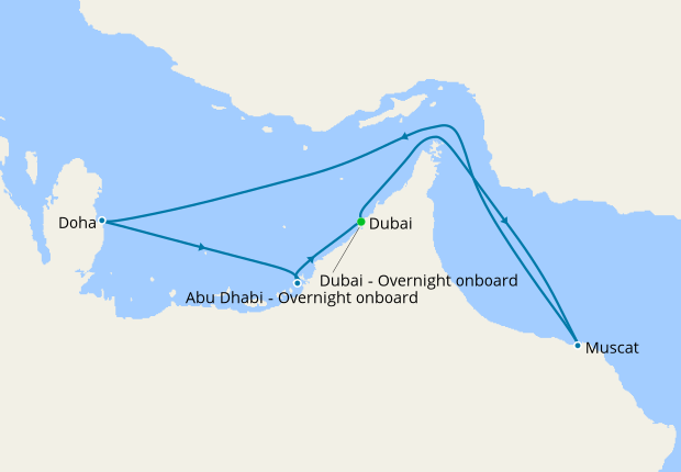 Круиз из абу даби по персидскому заливу. Маршрут круиза на карте по персидскому заливу. Маршрут круиза по персидскому заливу. Круиз по персидскому заливу из Дубай маршрут. Порт Доха на карте.