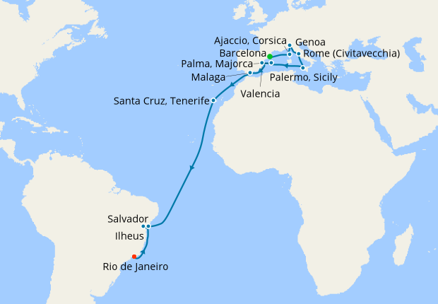 cruise barcelona to rio de janeiro