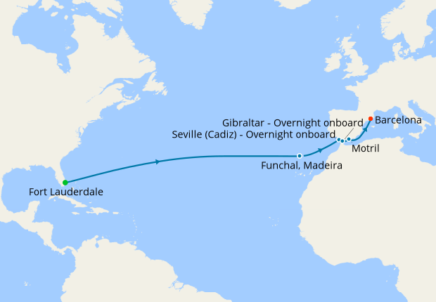 Transatlantic Fort Lauderdale to Barcelona, 5 April 2020 | 17 Nt