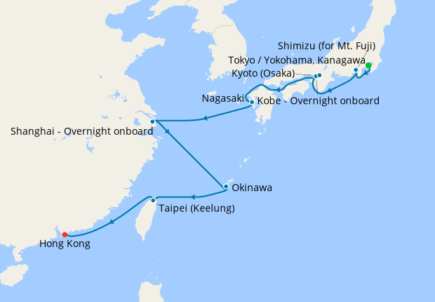 Japan, China & Taiwan from Tokyo (Yokohama), 7 November 2020 | 16 Nt ...