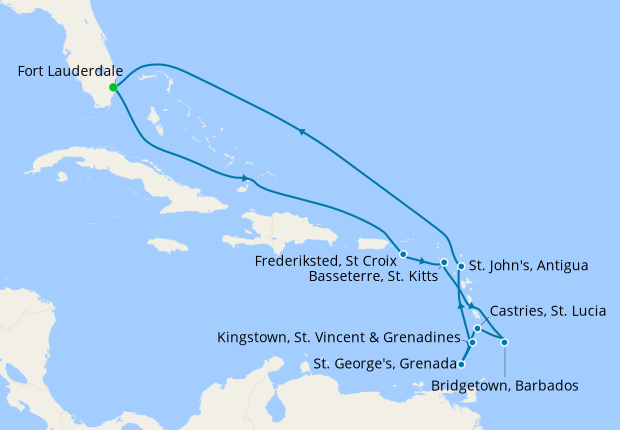 Southern Caribbean from Fort Lauderdale, 28 February 2021 | 12 Nt