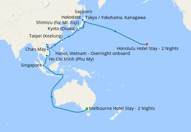 trips from melbourne to hawaii