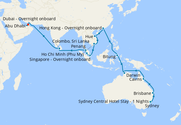 Sydney to Dubai, 18 February 2021 | 39 Nt | Queen Mary 2 | 18 February ...