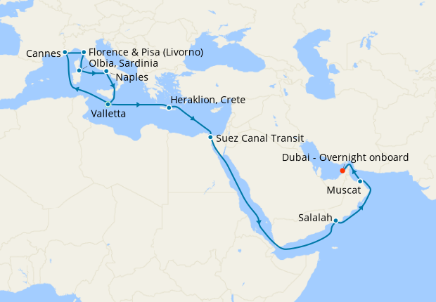 dubai to malta travel time