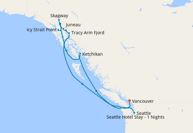 carnival cruise route from seattle to alaska