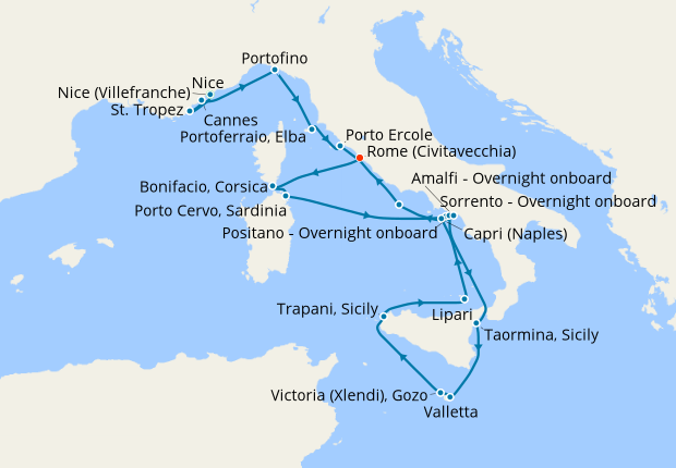 Nice to Rome, 30 May 2020 | 21 Nt | SeaDream II | 30 May 2020 | SeaDream Yacht Club | IgluCruise