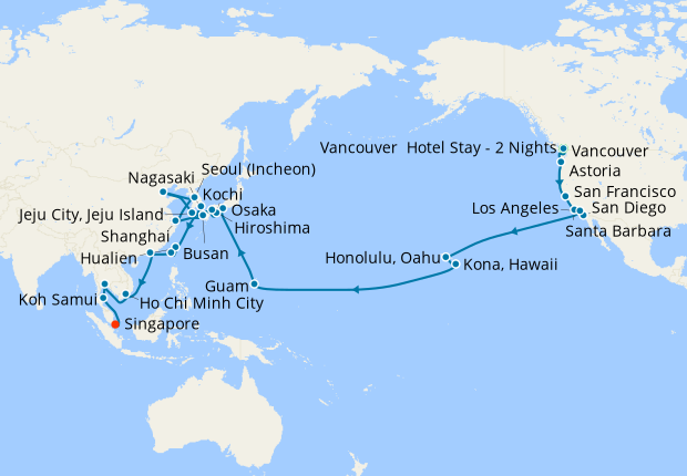 West Coast Usa Hawaii Far East Voyage From Vancouver To West Coast Usa Hawaii Far East