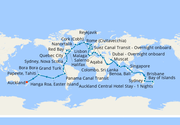 world cruise from auckland