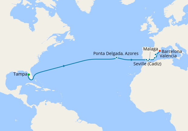 cruises from tampa to spain