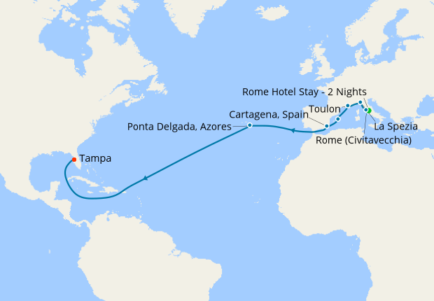 celebrity cruise rome to tampa