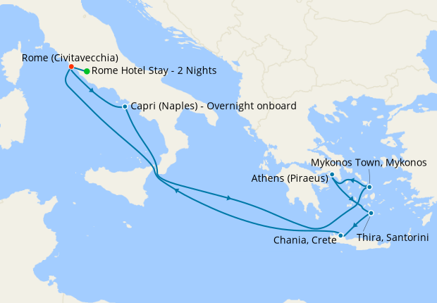 Santorini & The Greek Isles with Rome Stay, Royal Caribbean, 19th May