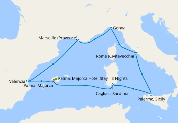 Spain, France and Italy from Palma de Mallorca with Stay, 31 May 2020 ...