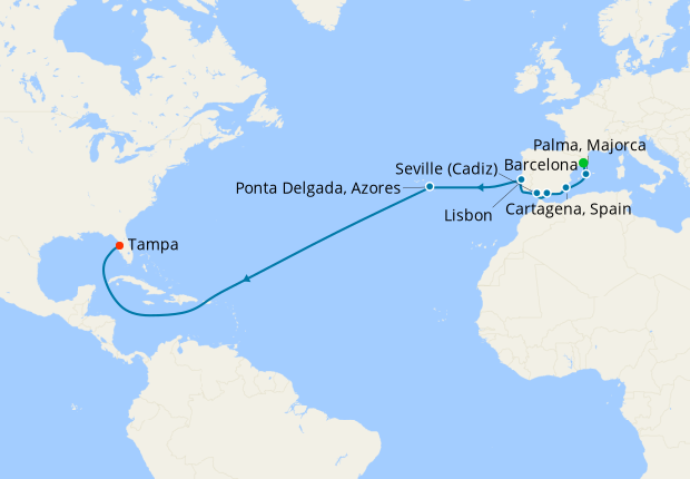 Transatlantic from Barcelona to Tampa