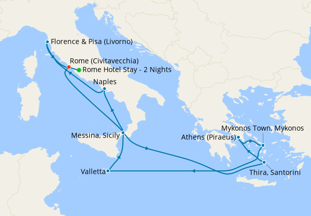 Greek Isles & Italy from Rome with Stay