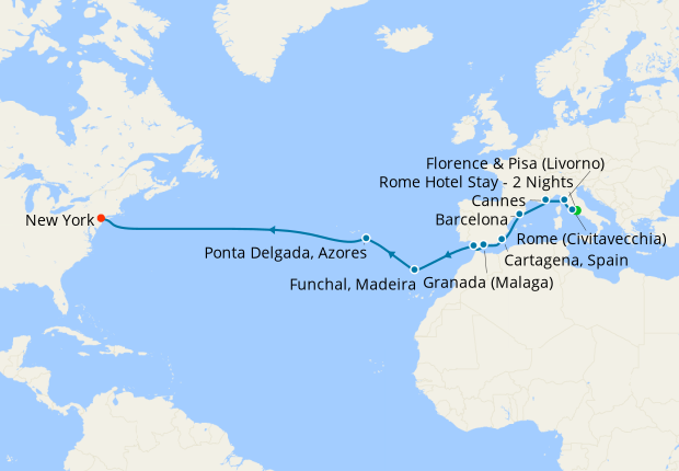 cruises from new york to rome