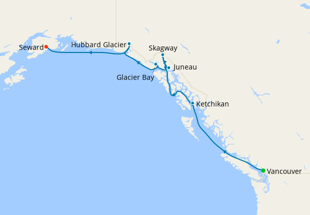 Alaska with Glacier Bay from Vancouver