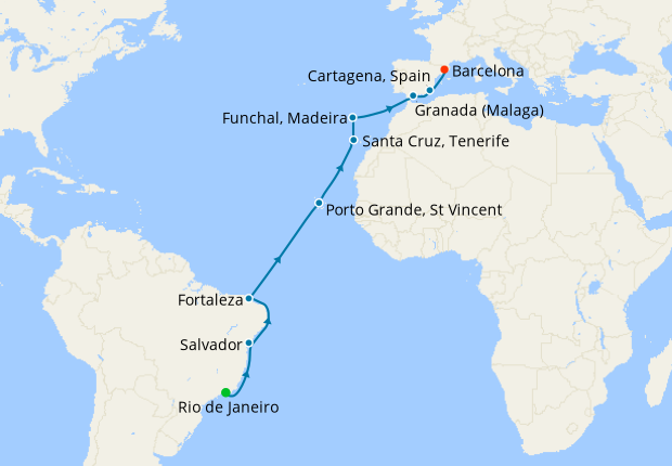 Transatlantic from Rio de Janeiro to Barcelona