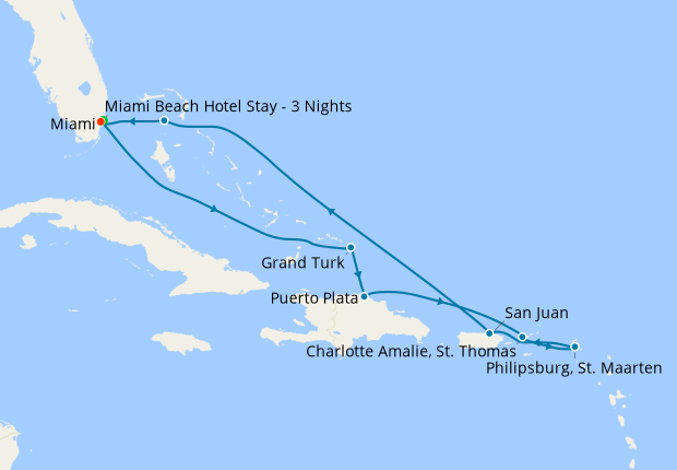 Grand Turk, Bahamas & Eastern Caribbean from Miami with Stay, 1 May ...