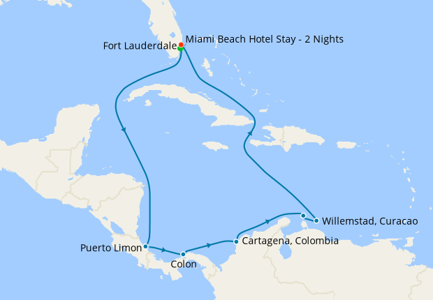 Southern Caribbean from Ft. Lauderdale with Miami Stay, 16 April 2022