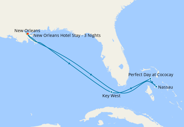 Perfect Day Bahamas Cruise from New Orleans with Stay, 31 March 2021