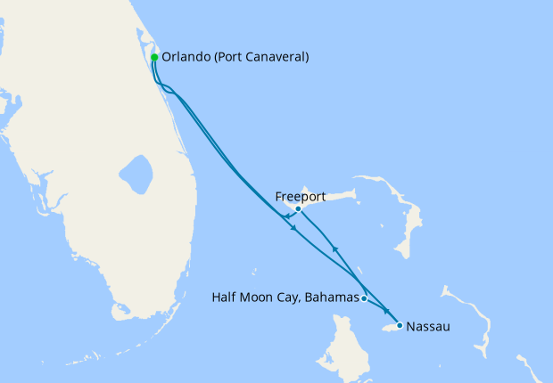 carnival cruise bahamas route