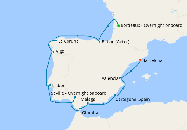 Spain Intensive Voyage from Bordeaux
