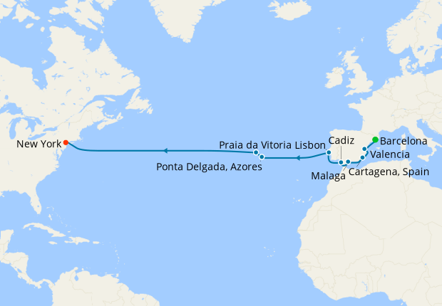 cruise from barcelona to new york