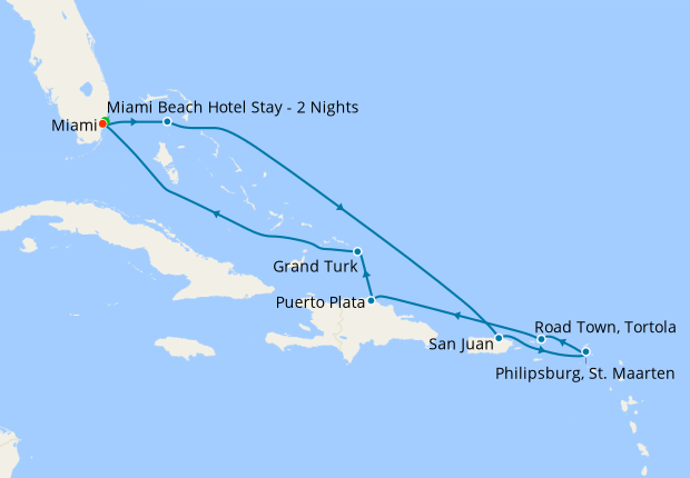 Grand Turk, Bahamas & Eastern Caribbean from Miami with Stay