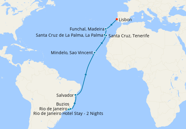 Portuguese Pursuit Voyage from Rio de Janeiro to Lisbon with Stay