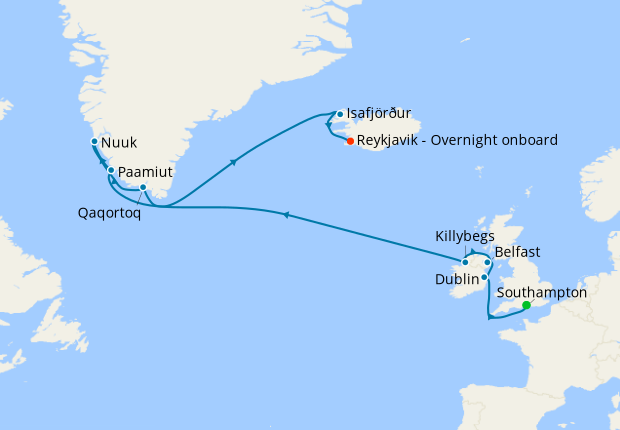 cruises from southampton to greenland