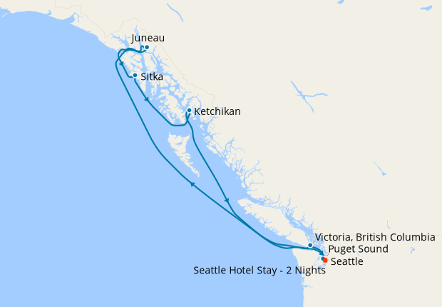 Alaskan Explorer via Hubbard Glacier from Seattle with Stay