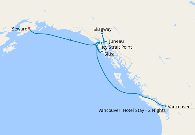 Northbound Alaska & Hubbard Glacier from Vancouver with Stay, 10 August