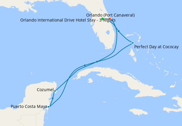 Eastern Caribbean & Perfect Day from Port Canaveral with Orlando Stay