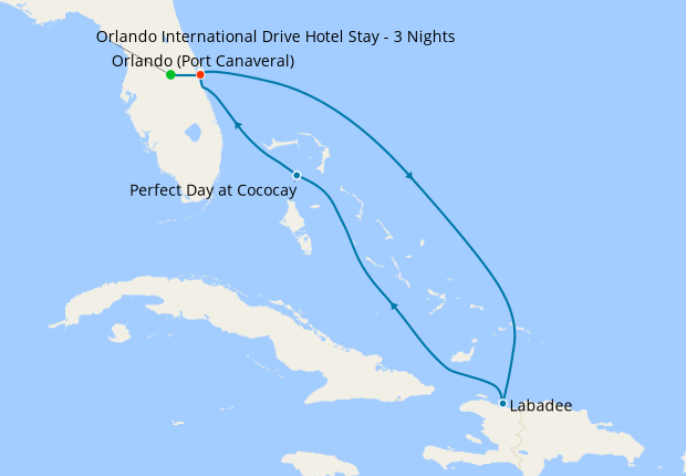 Eastern Caribbean & Perfect Day from Port Canaveral with Orlando Stay