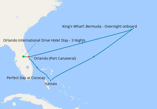 Bermuda & Perfect Day from Port Canaveral with Orlando Stay, 12 May 