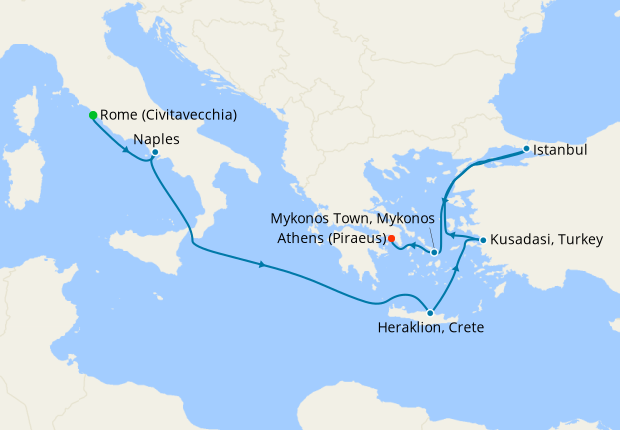 eastern mediterranean cruise map