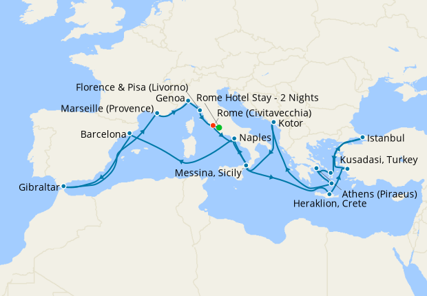 Eastern & Western Mediterranean from Rome with Stay, Princess Cruises ...