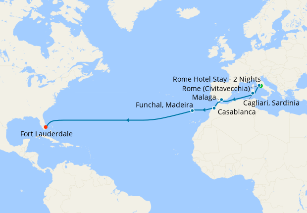 Transatlantic from Rome to Ft. Lauderdale with Stay